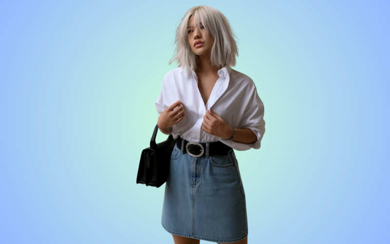 With a Tank Top and an Oversized Shirt