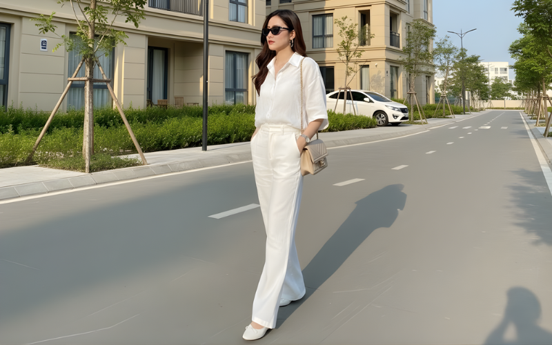 Linen Shirt with Relaxed Fit Pants