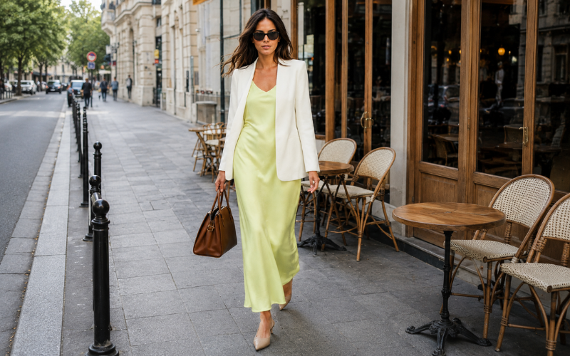 Slip Dress Paired With a Lightweight Summer Blazer